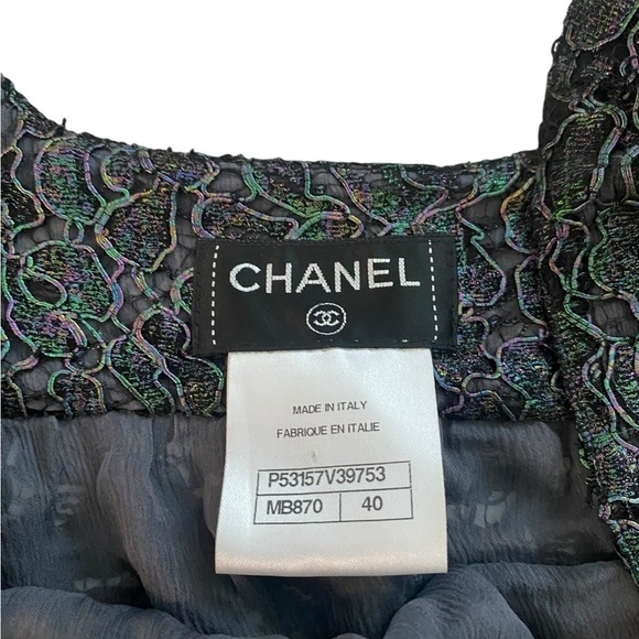 CHANEL Black Iridescent Lace Tank Top - Picture 2 of 9